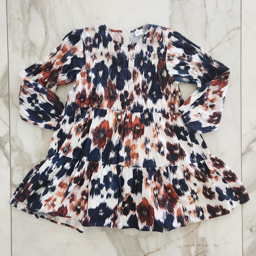 Next Kids' Blue and White Patterned Dress